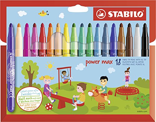 STABILO - Filzstift - power max - 18er Pack - mit 18 verschiedenen Farben von STABILO