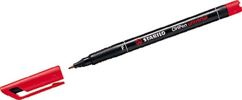 STABILO OHPen universal permanent Permanentmarker, 10 Pack (10 Pack, rot, schwarz, rot, Polypropylene, Fine, Rundspitze) von STABILO