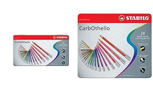 STABILO Pastellkreidestift CarbOthello, 24er Metall-Etui, Sie erhalten 1 Packung, Packungsinhalt: 24 er Etui von STABILO