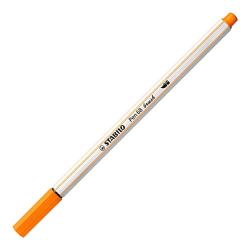 Premium-Filzstift mit Pinselspitze für variable Strichstärken - STABILO Pen 68 brush - Einzelstift - orange von STABILO