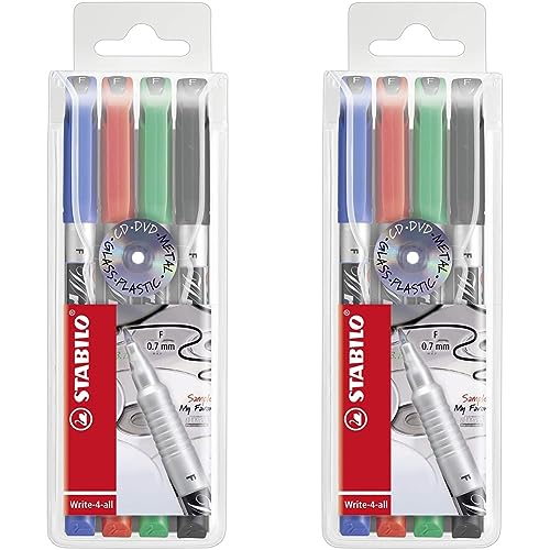 STABILO - Permanent-Marker - Write-4-all - fein - 2x 4er Pack - blau, rot, grün, schwarz von STABILO