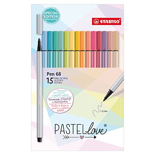 STABILO - Premium-Filzstift - Pen 68 - Pastellove Set - 15er Pack - mit 15 verschiedenen Farben von STABILO