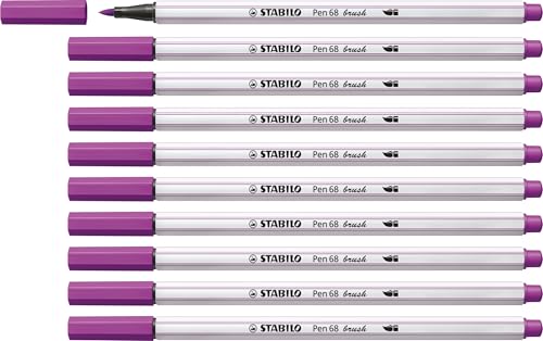 STABILO - Premium-Filzstift mit Pinselspitze für variable Strichstärken - Pen 68 brush - 10er Pack - lila von STABILO