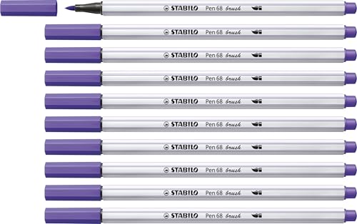 STABILO Premium-Filzstift mit Pinselspitze für variable Strichstärken Pen 68 brush - 10er Pack - violett von STABILO