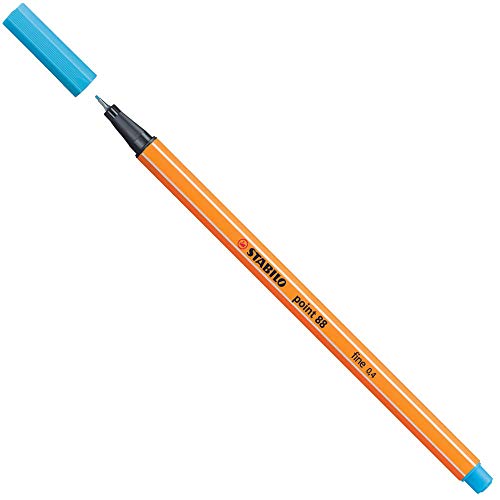 STABILO point 88 blau 1pièce (S) Ende – Kugelschreiber dünner (blau, blau, orange, Metall, 0,4 mm, 1 Stück (S)) von STABILO