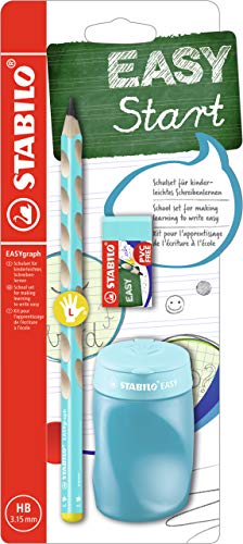 STABILO - Schul-Set für Linkshänder - EASYgraph in blau - inkl. Spitzer + Radierer von STABILO