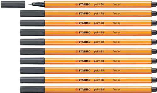 Stabilo Point 88 Fineliner Schwarzgrau 10 Stück. von STABILO