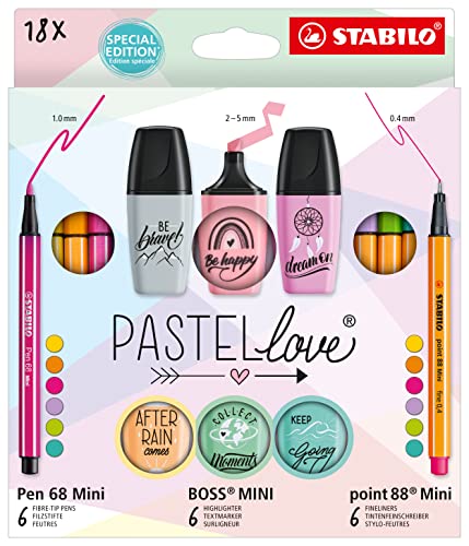 STABILO - Stifte-Set - Pastellove Set - 18er Pack - Fineliner, Premium-Filzstifte & Textmarker von STABILO