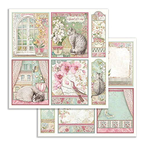 STAMPERIA INTERNATIONAL, KFT SBB755 Scrapbooking Papier zweiseitig Orchid Cards, 31.5cmX30.5cm von Stamperia