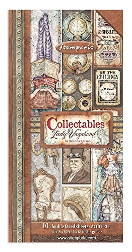 STAMPERIA INTERNATIONAL, KFT SBBV14 Collectables 10 Sheets cm, 5 (6”x12”) -Lady Vagabond Lifestyle, Various, 15x30,5 cm von Stamperia