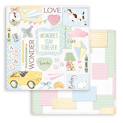 Stamperia SBB854 Scrapbooking Double face Sheet-Daydream Yellow car, White, OSFA, 7 von Stamperia