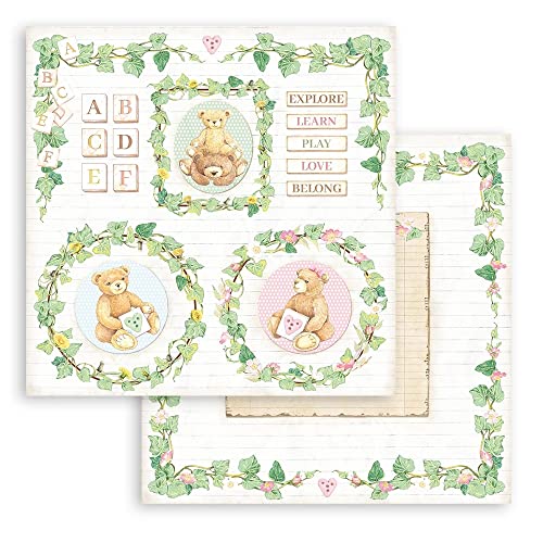 Stamperia SBB858 Scrapbooking Double face Sheet-Daydream Bear and Garlands, White, OSFA von Stamperia