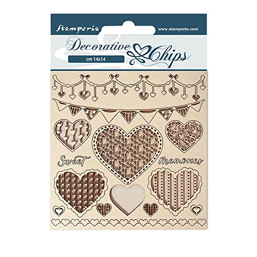 Stamperia SCB127 Decorative chips cm 14x14-DayDream hearts, Multicoloured, 14 x 14 cm von Stamperia