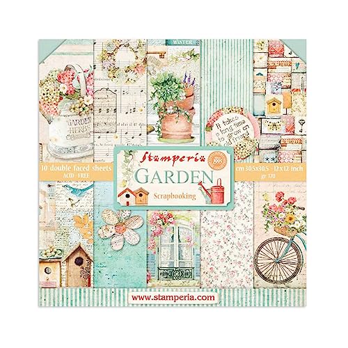 Stamperia- Scrapbook Paper Pad for Scrapbooking, Albums, Card Making, Bullet Journalling and More, Acid Free, Double-Sided, Perfect for Hobbies, Crafts, and Gifting (Garden) (30.5 x 30.5cm) von Stamperia