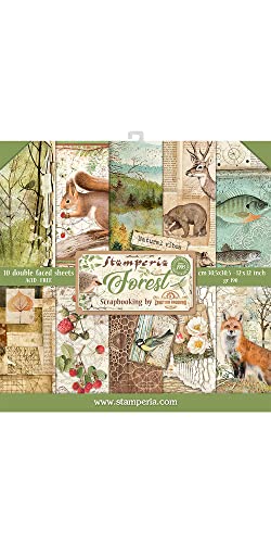 Stamperia - Scrapbook Paper Pad for Scrapbooking, Albums, Card Making, Bullet Journalling and More, Acid Free, Double-Sided, Perfect for Hobbies, Crafts, and Gifting (Forest) (30.5 x 30.5cm) von Stamperia