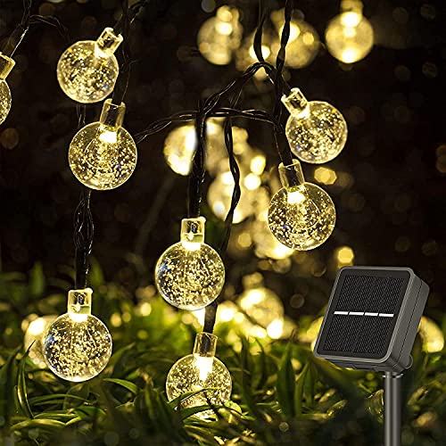 STANBOW Solar Lichterkette Aussen, 50 LED Solarlichterkette Außen Wetterfest, Kristall Kugeln Lichterkette Draußen mit 8 Modi für Balkon, Gartendeko, Bäume, Terrasse, Hochzeiten (Warmweiß) von STANBOW