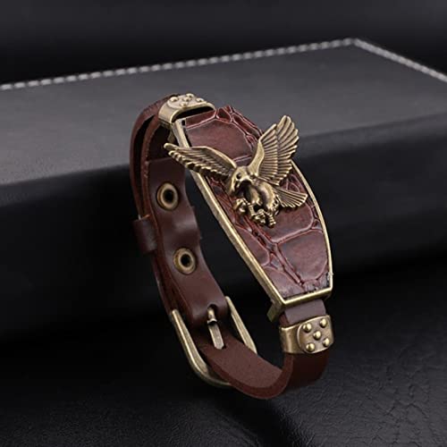 STANG Vintage Lederband Armband Mode herrschsüchtig Adler Tier Armband Herren Classic Trend Casual Accessoires Schmuck Geschenke von STANG