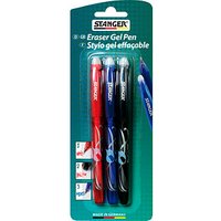 STANGER Eraser Tintenroller-Set rot, blau, schwarz 0,7 mm, Schreibfarbe: farbsortiert, 3 St. von STANGER