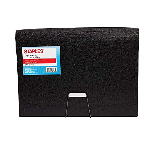 Staples 2756999 Kunststoff-Ordner mit 7 Fächern und 2,5 cm Dokumentenmappe, Schwarz (51809) von STAPLES