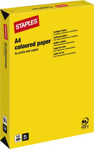 Staples Kopierpap.Staples farb.intens. kanarigb A4 80g 500 Bl von STAPLES