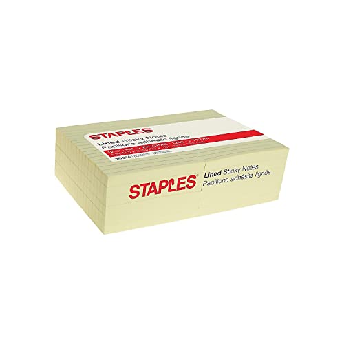 Staples Stickies 24295903 Haftnotizen, liniert, 10,2 x 15,2 cm, 100 Stück von STAPLES