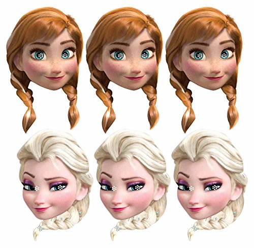Star Cutouts SMP403 Offizielle Anna und Elsa Masken, 6 Stück, perfekt für Frozen Fans, Partytüten und Dekorationen, mehrfarbig von STAR CUTOUTS