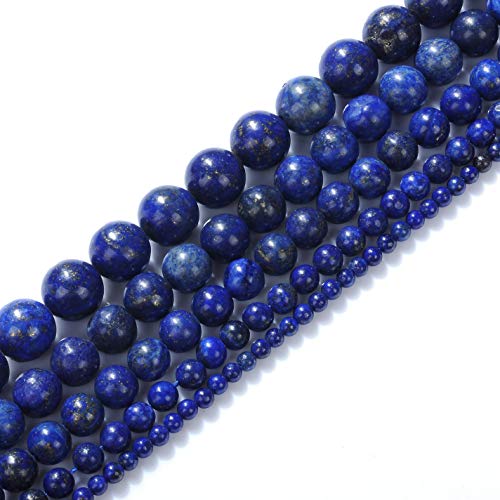 Naturstein-Perlen, 10 mm, Lapislazuli-Edelstein, rund, lose Perlen, Kristall, Energiestein, Heilkraft für Schmuckherstellung, DIY, 1 Strang, 38,1 cm von STAR LOONG