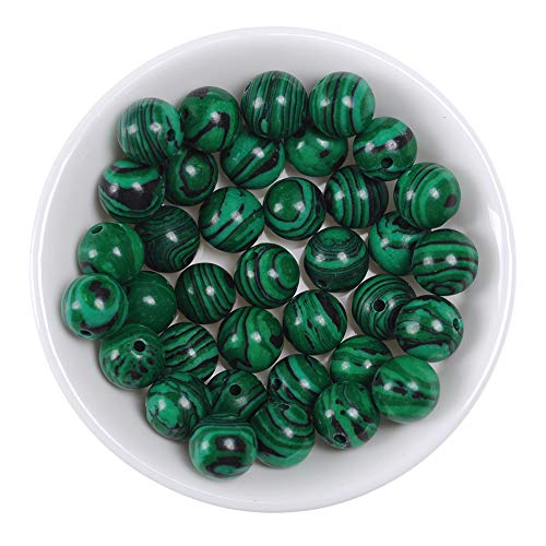Naturstein-Perlen, 2 mm, Malachit-Edelstein, runde lose Perlen, Kristall-Energiestein, Heilkraft für Schmuckherstellung, DIY, 1 Strang, 38,1 cm von STAR LOONG