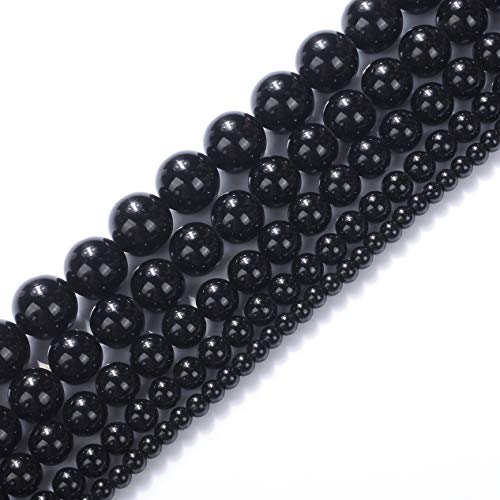 Naturstein-Perlen, 4 mm, schwarzer Onyx-Achat, Edelstein, rund, lose Perlen, Kristall, Energiestein, Heilkraft für Schmuckherstellung, DIY, 1 Strang, 38,1 cm von STAR LOONG