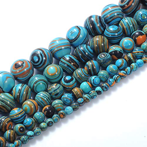 Naturstein-Perlen, 8 mm, blauer Malachit-Edelstein, runde lose Perlen, Kristall-Energiestein, Heilkraft für Schmuckherstellung, DIY, 1 Strang, 38,1 cm von STAR LOONG