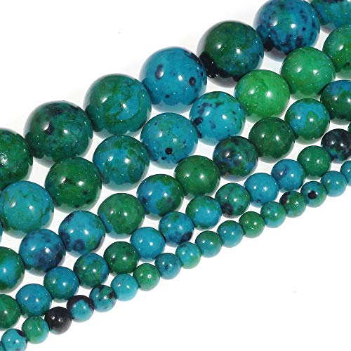 Natursteinperlen 12 mm Chrysokoll-Perlen Edelstein Runde Lose Perlen Kristall Energie Stein Heilkraft für Schmuckherstellung DIY, 1 Strang 38,1 cm von STAR LOONG