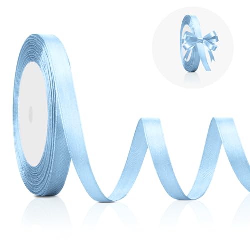 Blaues Band zum Verpacken von Geschenken, 1,9 cm, babyblaues Band, 22,7 m, dünnes blaues Band für Haare, hellblaues Haarband, Babypartyband, blaues Satinband für Geschlechtsoffenbarung, von STARKET