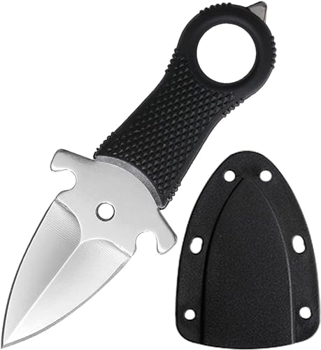 STARSAY Neck Knife Messer,Mini Outdoor Survival Messer mit Kydexscheide und Kugelkette, Full Tang Kleine Feststehendes Klinge Bushcraft Jagd Scharf Halsmesser für Camping (Weiß) von STARSAY