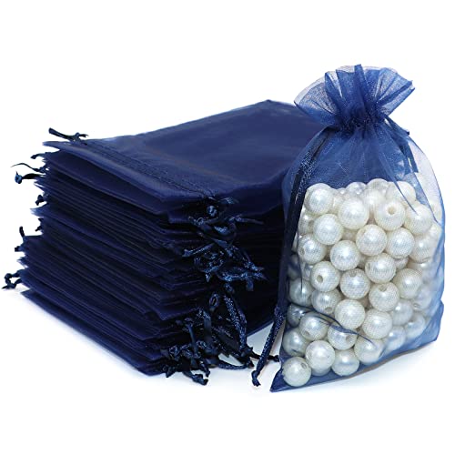 STARUBY 100 Stück Bleu Organzasäckchen 10 x 15 cm Organzasäckchen zum Befüllen Säckchen Geschenkbeutel KordelzugGeschenkbeutel Mesh Beutel für Schmuck Süssigkeit Lavendel von STARUBY