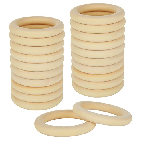 STARVAST 50 Stück Holzringe zum Basteln, 70mm Holz Ringe Natur, für DIY Handwerk Ring Anhänger Anschlussstück Schmuck Machen Spielzeug Serviettenringe, Holzkranz, Bastelring, Dekoration Ringe von STARVAST