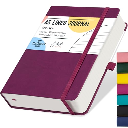 STATIONERY ISLAND A5 Liniert Notizbuch, 360 Seiten Dickes Journal Notebook, Liniert Notizbücher Hardcover mit 100gsm zum Schreiben, Arbeiten, Studieren, Tagebuch von STATIONERY ISLAND