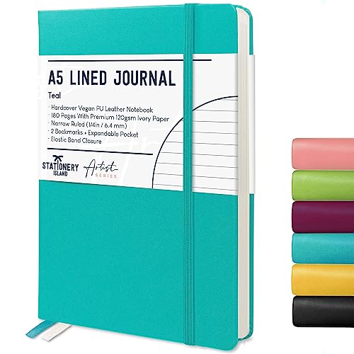 STATIONERY ISLAND Notizbuch A5 Liniert, Journal Hardcover mit 120 g/m² Dickem Papier, 180 Seiten Tagebuch, Notebook a5 für Mädchen, Reisetagebuch, Planen, Lernen, Schreiben von STATIONERY ISLAND