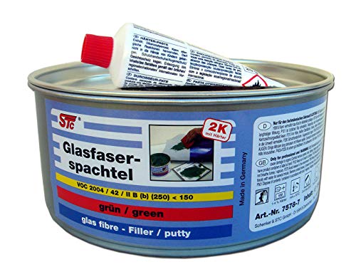 STC 2K Glasfaserspachtel grün Faserspachtel auto inkl. Härter GFK Spachtelmasse (750 g) von STC