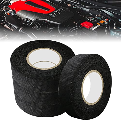 STCRERAG 4 Rollen Gewebeklebeband Auto Flanell Isolierband Hitzebeständig Weiches Klebeband Reibungsbeständig Baumwolle Klebeband Dauerhaft Stoffband Schwarz Gewebeband für Auto Kabelbäume(15m*19mm) von STCRERAG