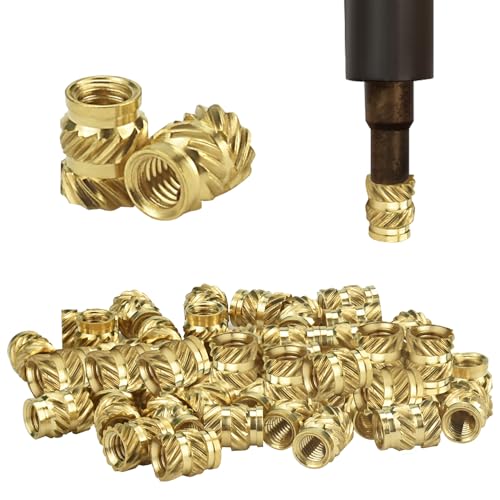 STCRERAG 50 Stück Gewindeeinsatz 3d Druck Lötkolben Gewindebuchse Einpressen Innengewinde Einpressmutter Threaded Inserts M4 Messing Schmelzgewinde Gewindemutter für Kunststoffteile 3D Druckteile von STCRERAG