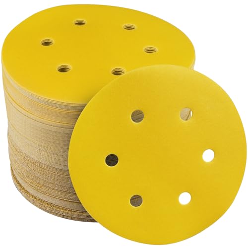 STEBRUAM 60 Stück Schleifpapier 150mm Klett 6 Loch Rund schleifscheiben Set für Exzenterschleifer- je10x P60 P80 P120 P180 P240 P400 Mischkorn für Holz Metall und Farbe von STEBRUAM