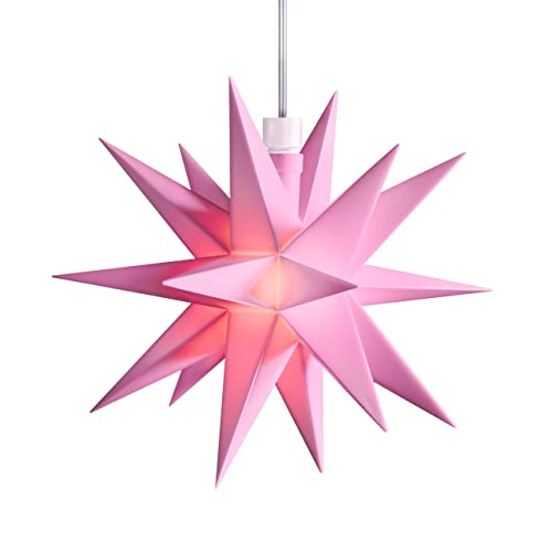 STEINFIGURENWELT GIEBEN 3D LED Stern Ø 12 cm Weihnachtsstern Batterie Ministern Innen mit Timer Stern klein Kunststoff Leuchtstern Deko für innen Indoor (Rosa) von STEINFIGURENWELT GIEBEN