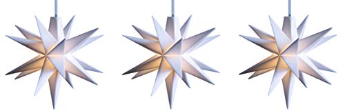 STEINFIGURENWELT GIEBEN 3D LED Stern Ø 8 cm Weihnachtsstern Batterie Ministern Innen mit Timer Kunststoff Stern klein Leuchtstern Deko für innen Indoor von Dekowelt (3er Kette Weiß) von STEINFIGURENWELT GIEBEN