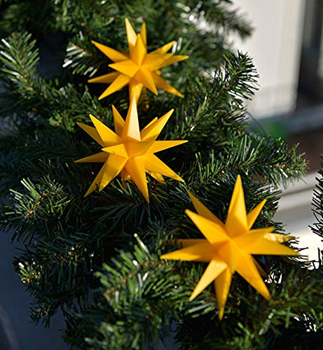 STEINFIGURENWELT GIEBEN 3D LED Sternenkette 3 Sterne 12 cm Batterie Weihnachtsstern Lichterkette Außenstern wetterfest für innen und außen von Dekowelt (gelb) von STEINFIGURENWELT GIEBEN