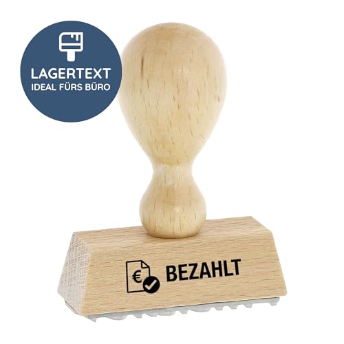 stempel-fabrik – “BEZAHLT” Holzstempel – Rechnungsstempel zur Kennzeichnung von Rechnungen und anderen Dokumenten – präziser Lagertextstempel ideal für Buchhaltung (50 x 20 mm | 1 Zeile) von STEMPEL-FABRIK