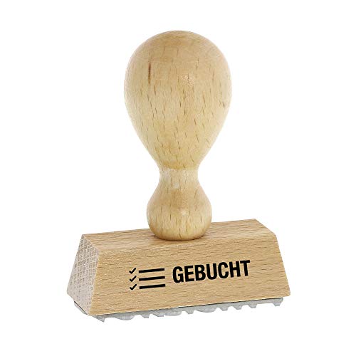 stempel-fabrik – “GEBUCHT” Holzstempel – Buchungsstempel zur Kennzeichnung von Rechnungen, Belegen & anderen Dokumenten – präziser Lagertextstempel ideal für Buchhaltung & Co (50 x 20 mm | 1 Zeile) von STEMPEL-FABRIK