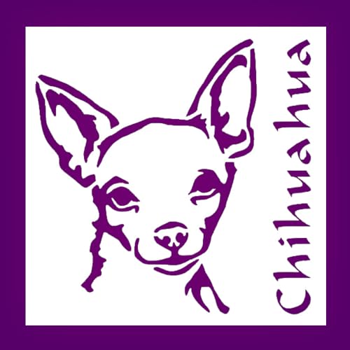 Niedliche Chihuahua-Schild-Schablone, wiederverwendbarer Kunststoff, 14 x 14 cm, perfekt für Malprojekte von STENCILAIR