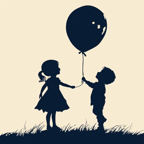 Wiederverwendbare Schablone zum Malen, Kinder halten Ballon-Silhouette, 21,6 x 27,9 cm, strapazierfähiges Mylar-Material von STENCILAIR