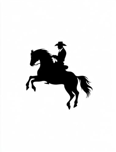 Wiederverwendbare Schablone zum Malen, Pferd mit Cowboy-Silhouette, 21,6 x 27,9 cm, langlebiger Kunststoff von STENCILAIR