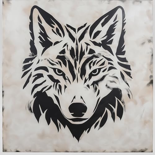 Wolfskopf-Silhouetten-Schablone, wiederverwendbar, 21,6 x 27,9 cm, ideal für Mal- und Bastelprojekte von STENCILAIR